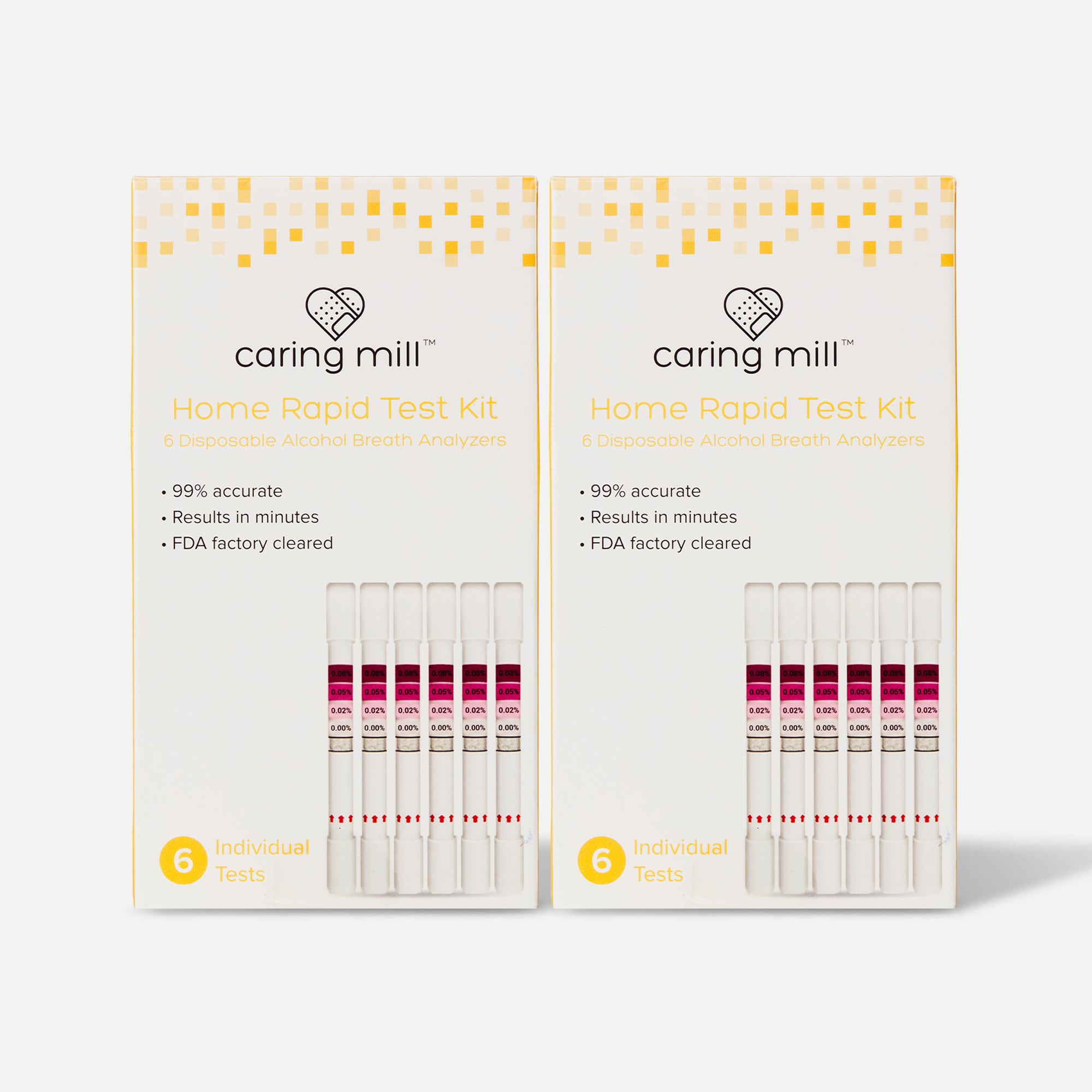 HSA-Eligible | Caring Mill Alcohol Breath Analyzer Home Rapid Test, Disposable, 6 ct