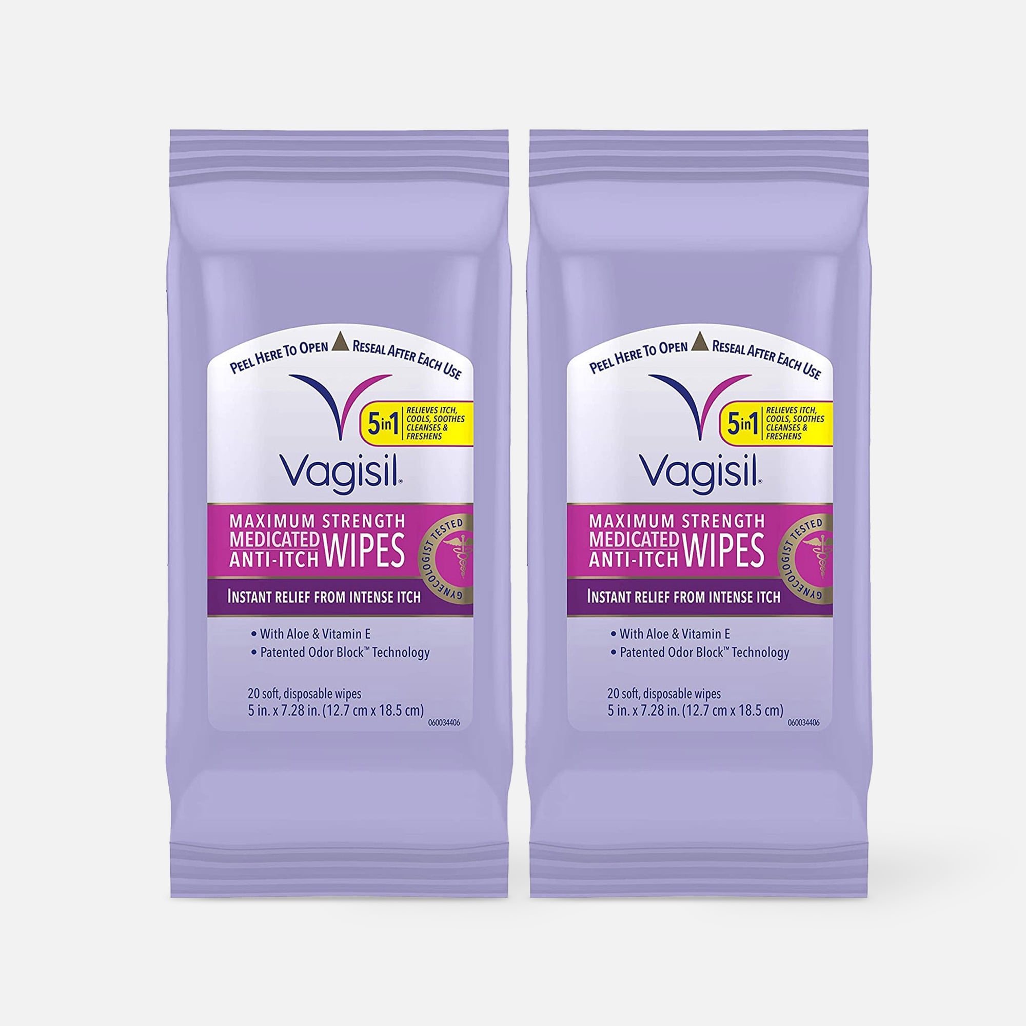 Vagisil Maximum Strength Medicated Anti-Itch Wipes, 20 ct. (2-Pack)