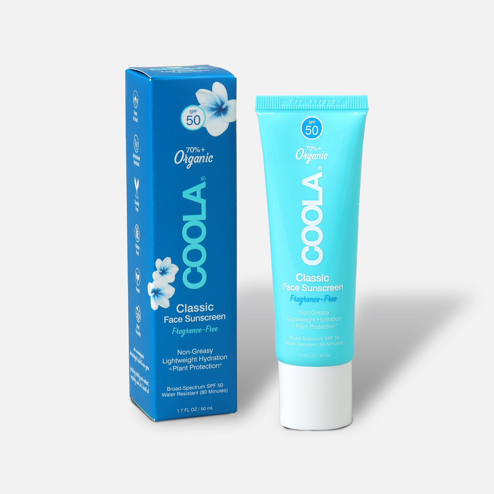 Coola Classic Face Organic Sunscreen Lotion SPF 50, 1.7oz