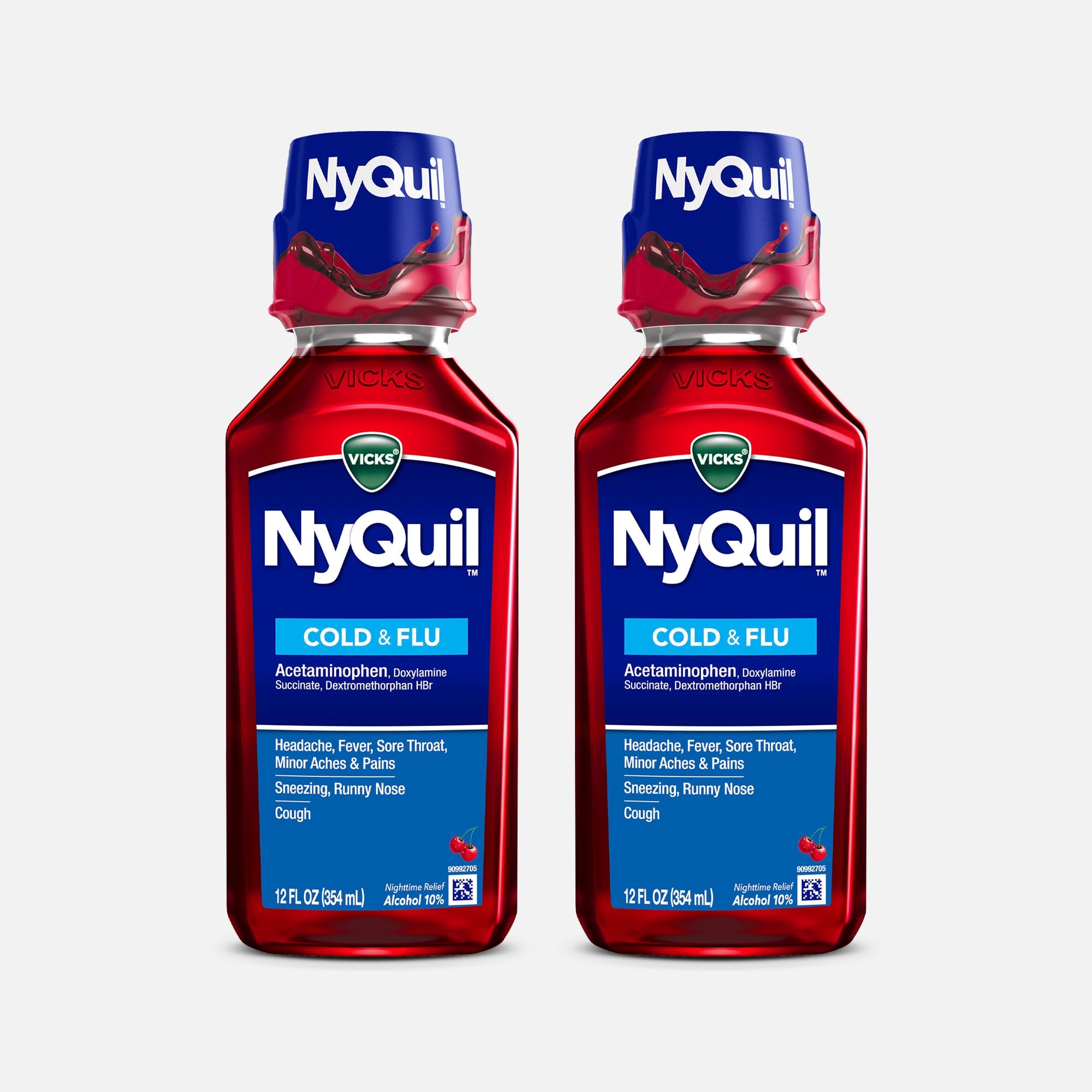 Vicks NyQuil Cold & Flu, Cherry, 12 oz. (2-Pack)