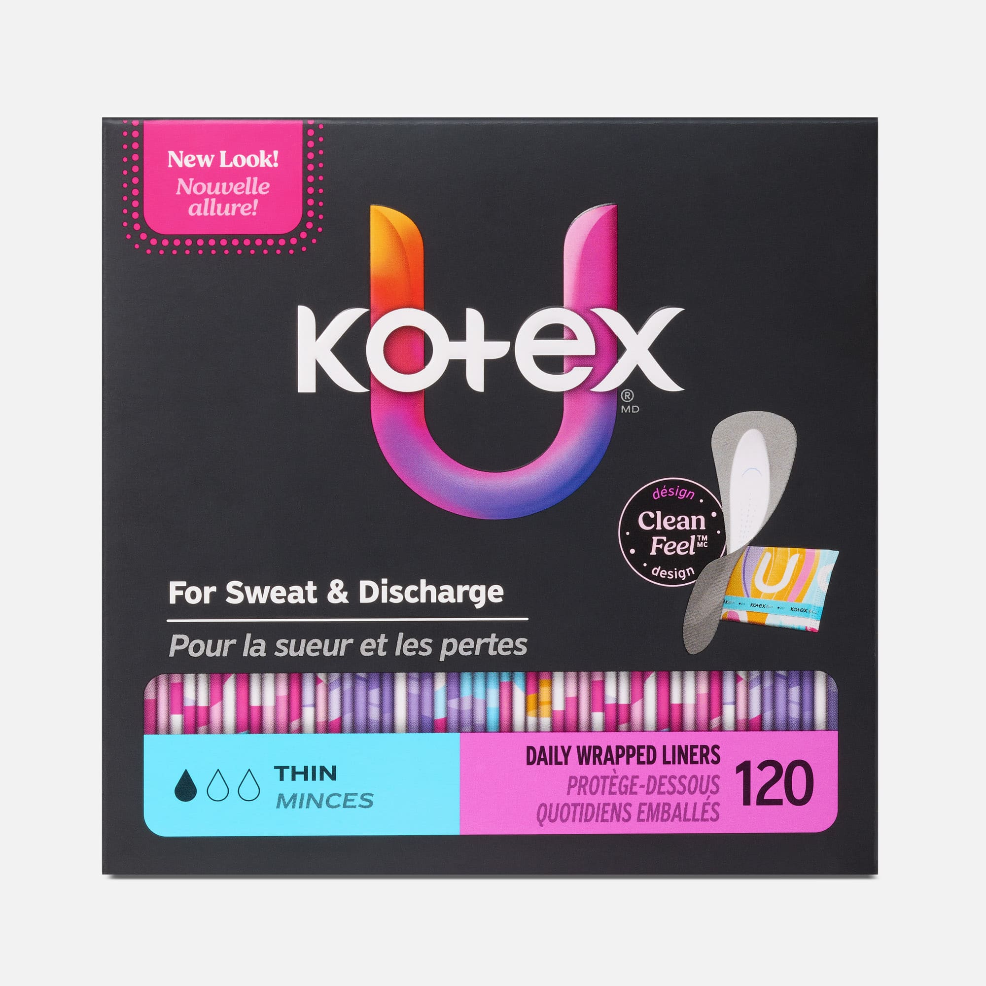Kotex® Daily Wrapped Liners, Light Absorbency, Thin, 120 ct.