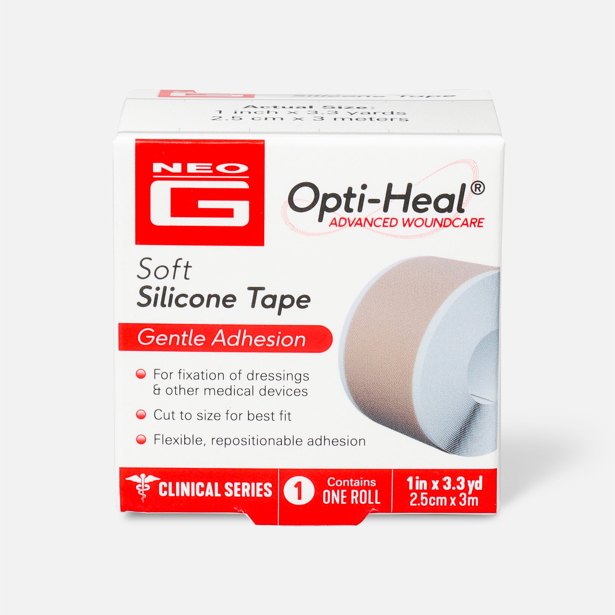 Neo G Opti-Heal Silicone Medical Tape for Wound Care – Medical Surgical Tape Sensitive Skin for Fixation of Wound Dressings, Bandages, Medical