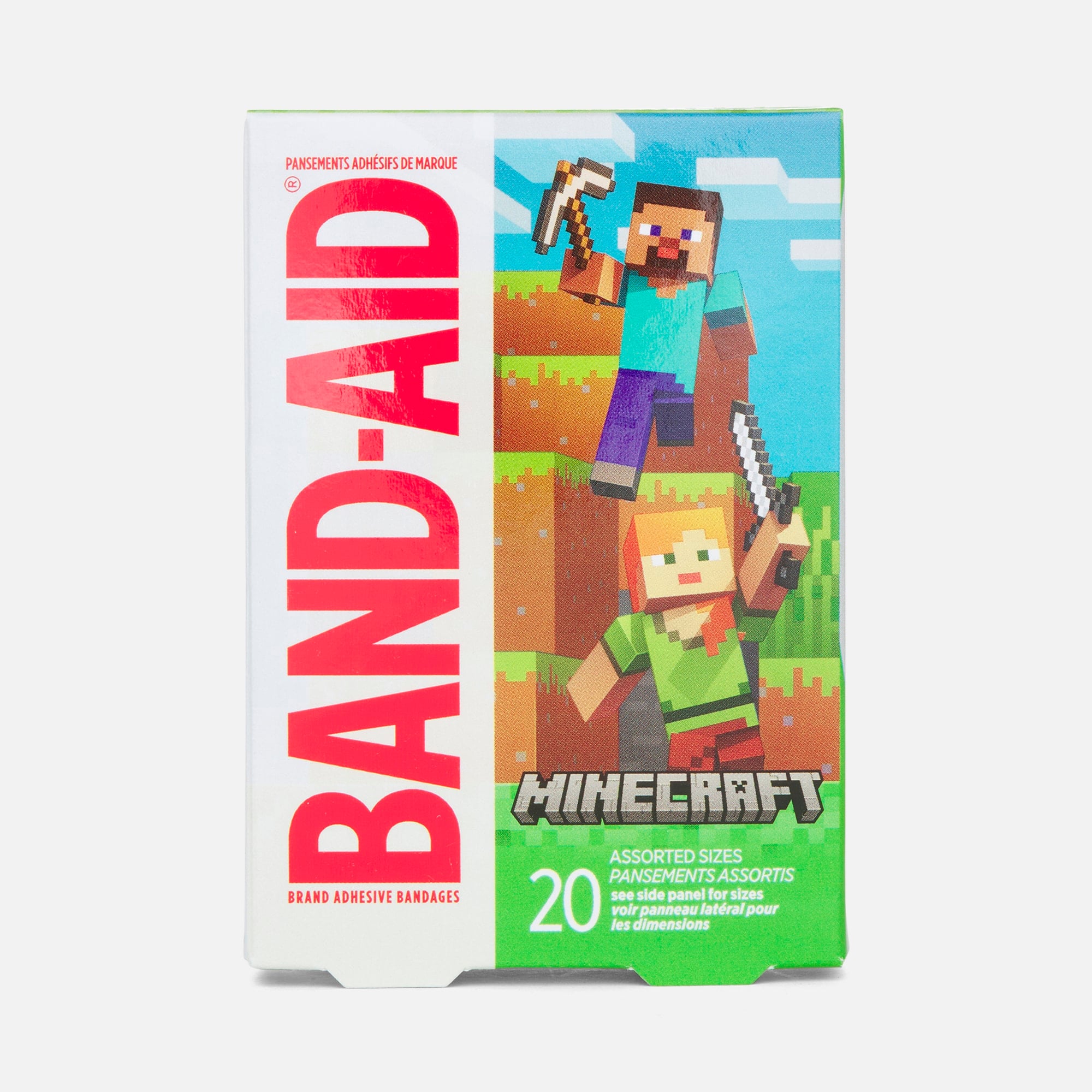 BAND-AID® Brand Adhesive Bandages, MineCraft, Assorted Sizes, 20 ct.