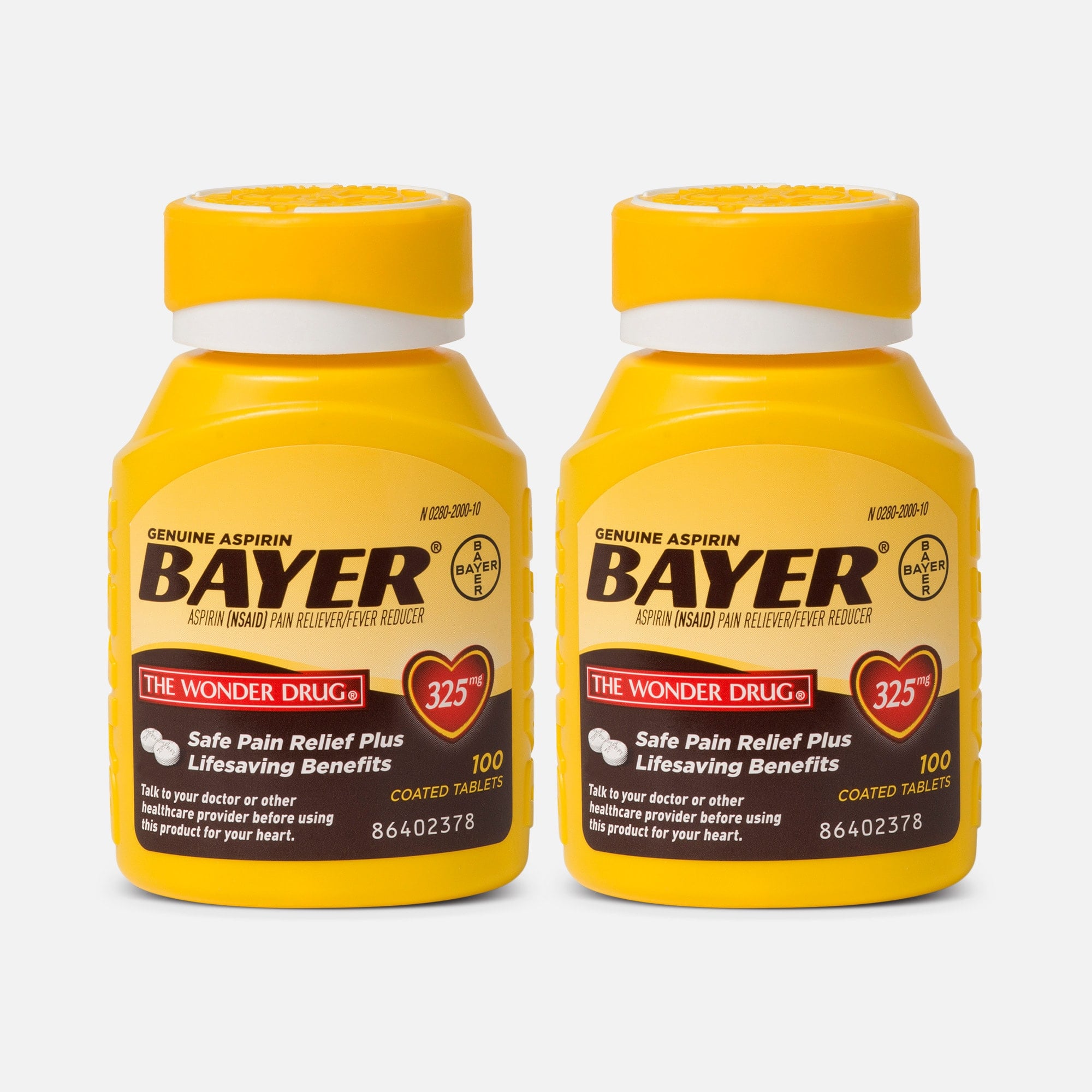 Genuine Bayer Aspirin, 325 mg Tablets, 100 ct. (2-Pack)
