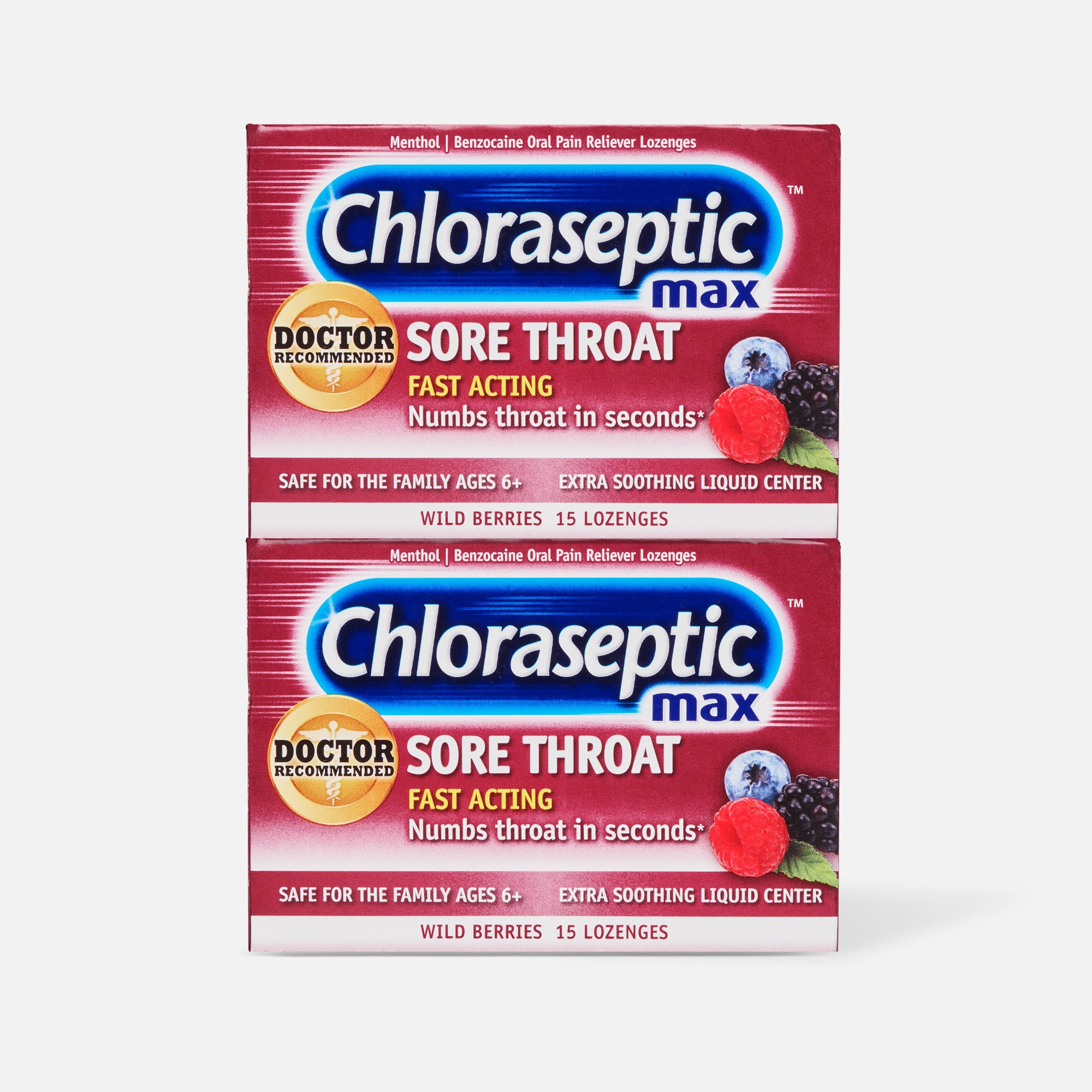 Chloraseptic Max, Wild Berries, Sore Throat Lozenges, 15 ct. (2-Pack)