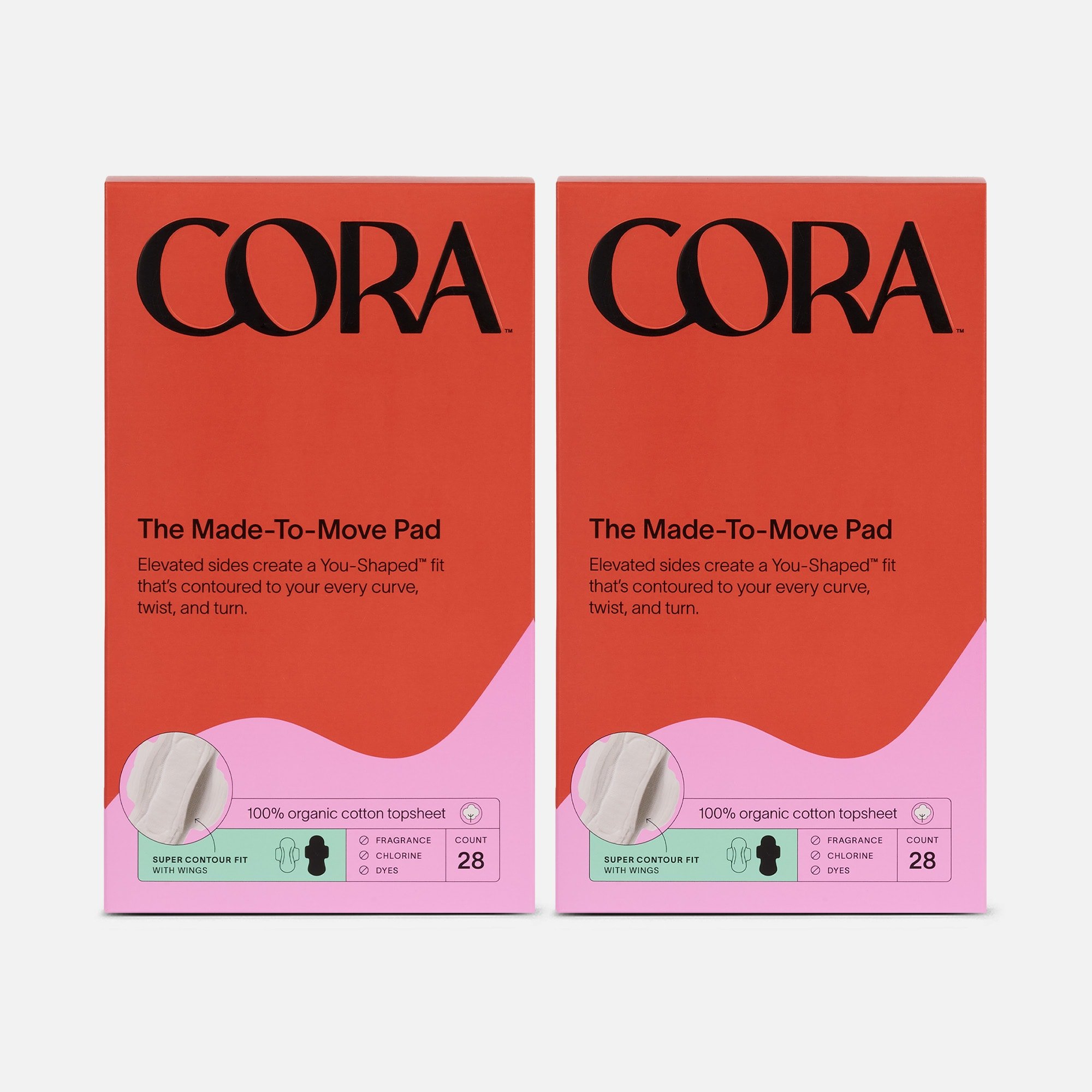 Cora The Made-to-Move Pad, Super, 28 ct. (2-Pack)