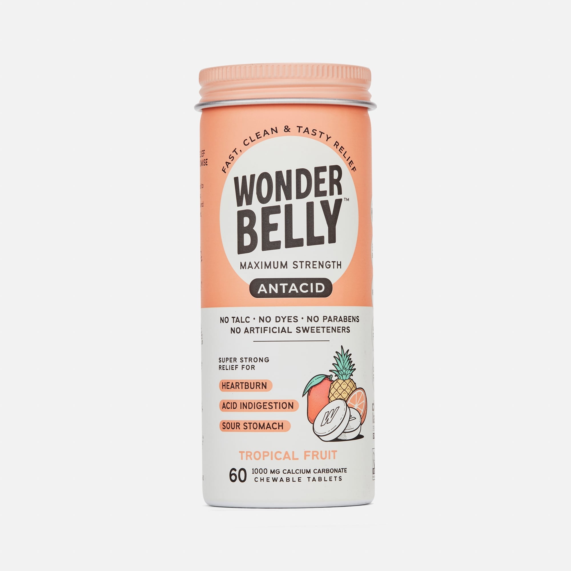 Wonderbelly Antacids, Tropical Fruit, 60 ct.