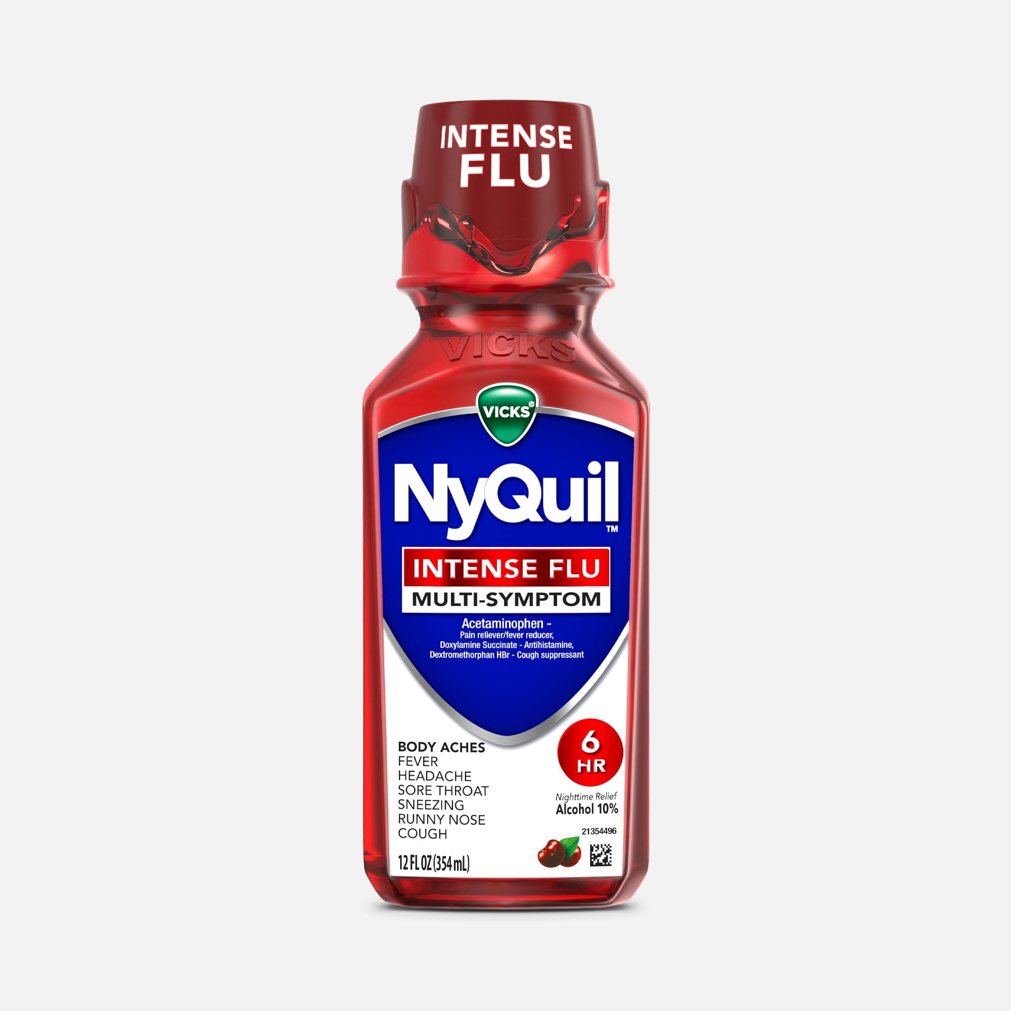 Vicks® NyQuil™ Intense Flu Liquid, Nighttime Flu Medicine, Cherry, 12 fl oz.