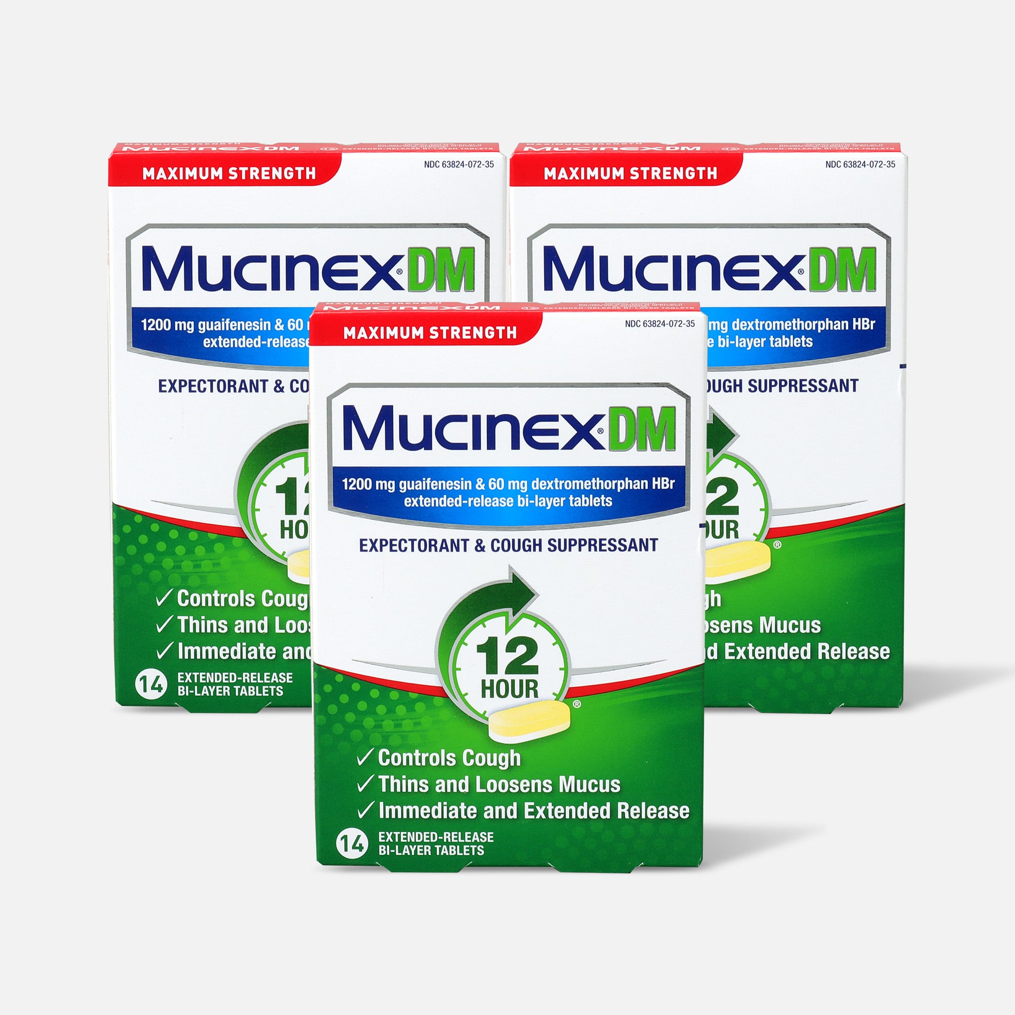 Mucinex Max Strength Extended Release Bi-Layer Tablets, 14 ct. (3-Pack)