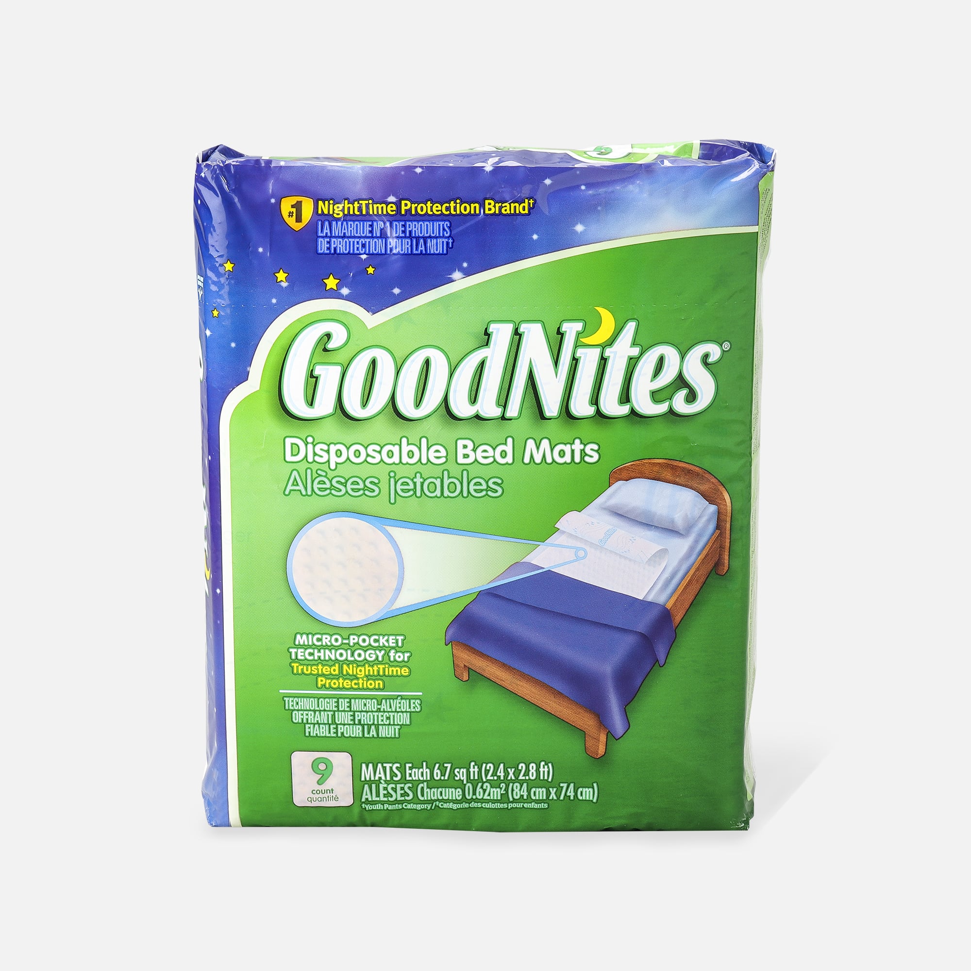 GoodNites Disposable Bed Pads for Nighttime Bedwetting, Non-Slip Waterproof  Mattress Pad, 30" x 36", 9 ct.