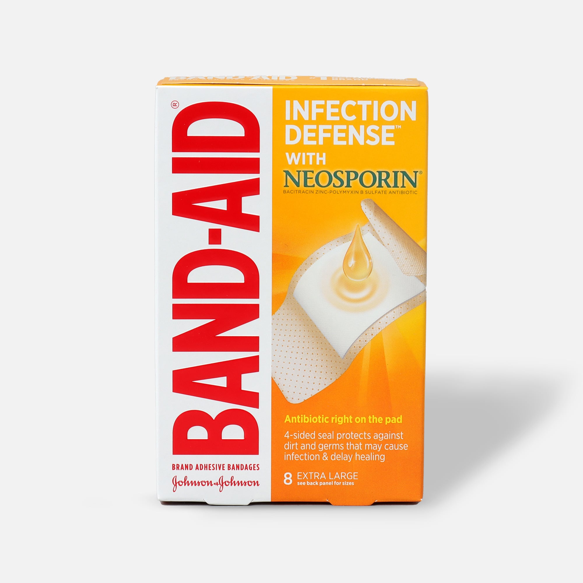 BAND-AID® Adhesive Bandages Infection Defense With Neosporin Antibiotic Extra Large - 8 ct.