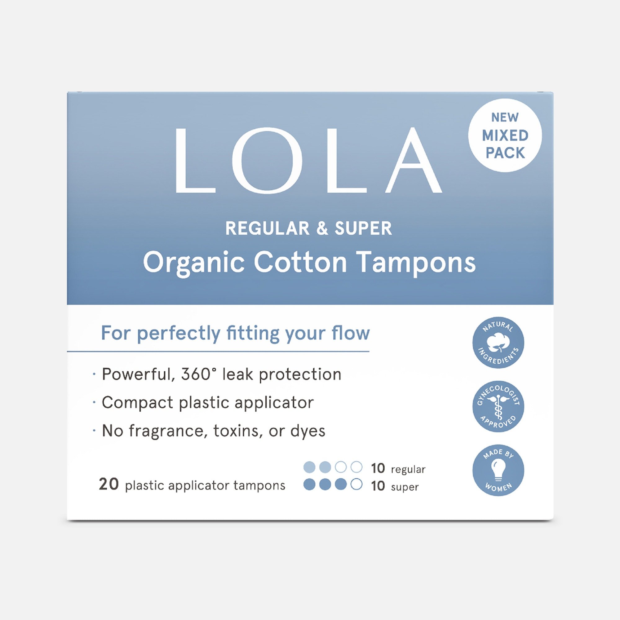 LOLA Assorted Regular & Super Tampons, 20 ct.