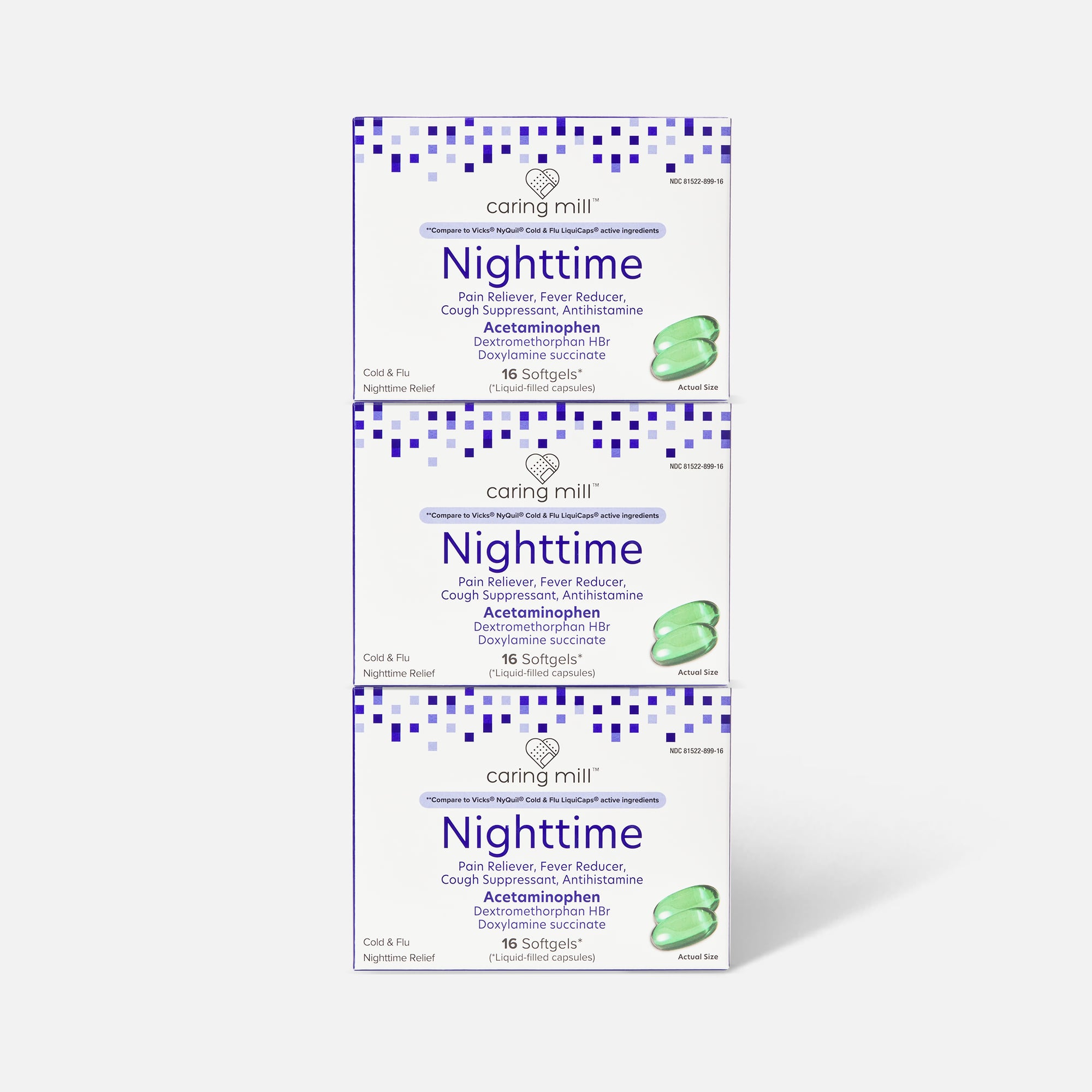 Caring Mill™ Nighttime Cold & Flu Relief Soft Gels, 16 ct. (3-Pack)