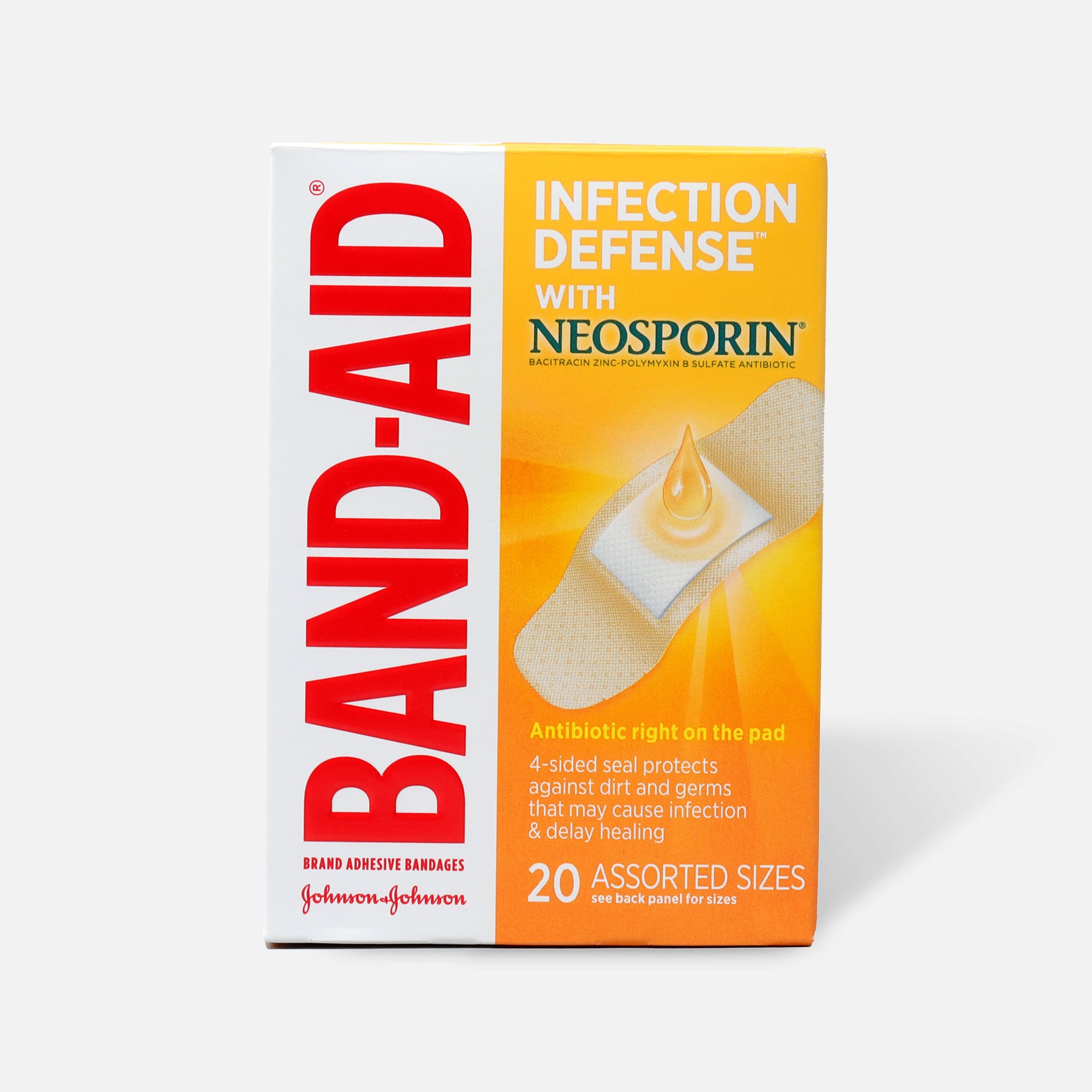 BAND-AID® Bandages with Neosporin Antibiotic Ointment, Assorted Sizes, 20 ct.