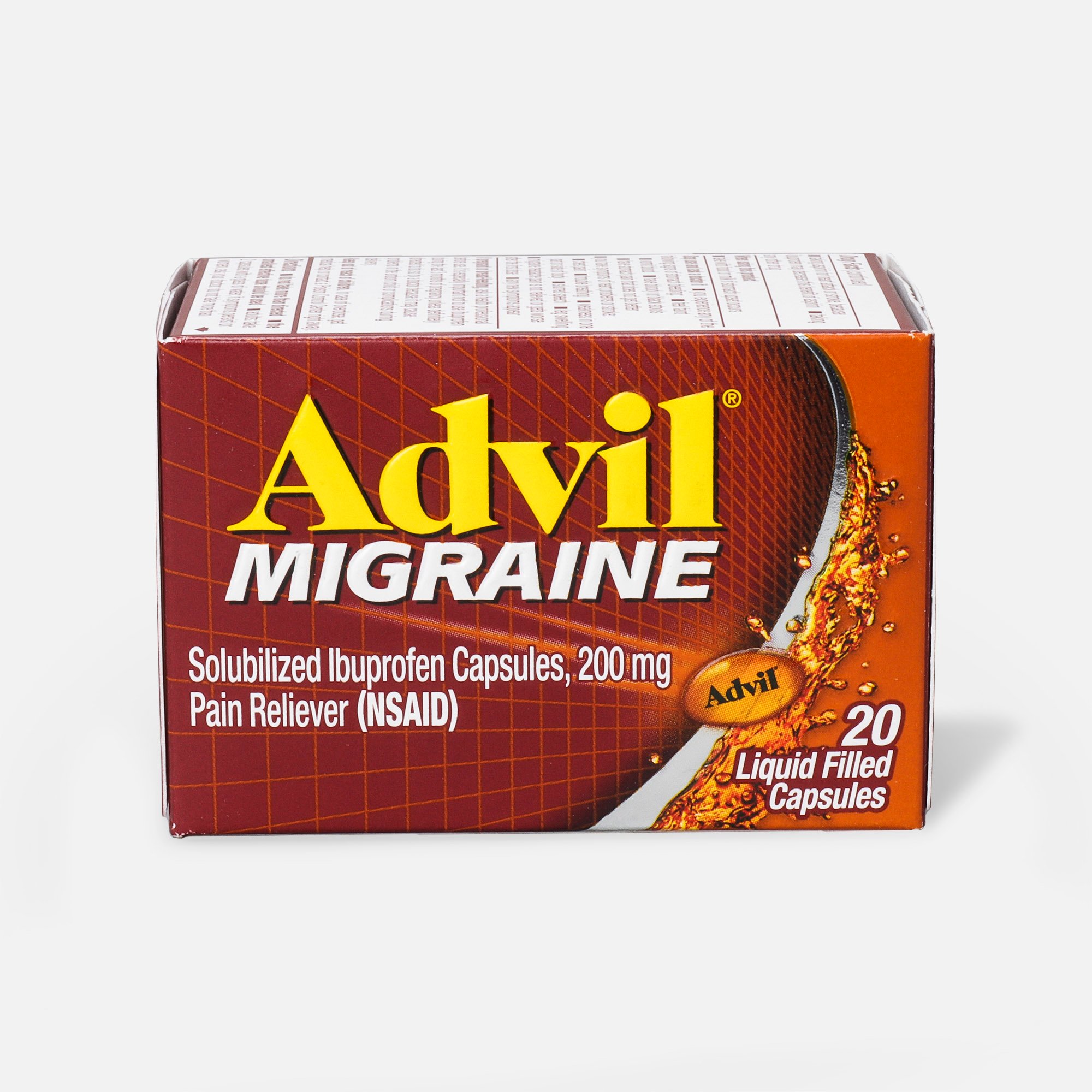 FSA Eligible | Advil Migraine Pain Reliever and Fever Reducer Liquid Filled  Capsules, 200 mg, 20 ct.