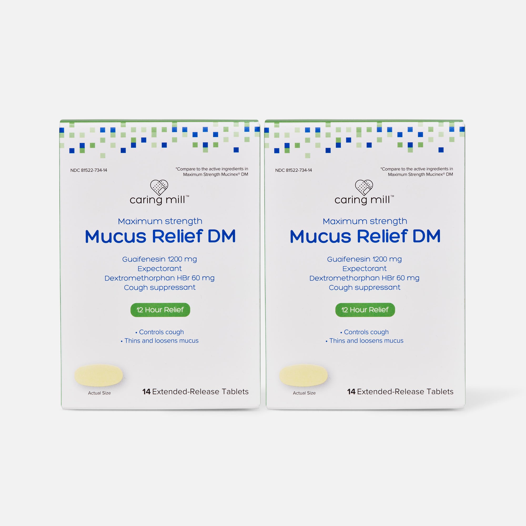 Caring Mill™ Maximum Strength Mucus-DM Extended-Release Tablets, 14 ct. (2-Pack)