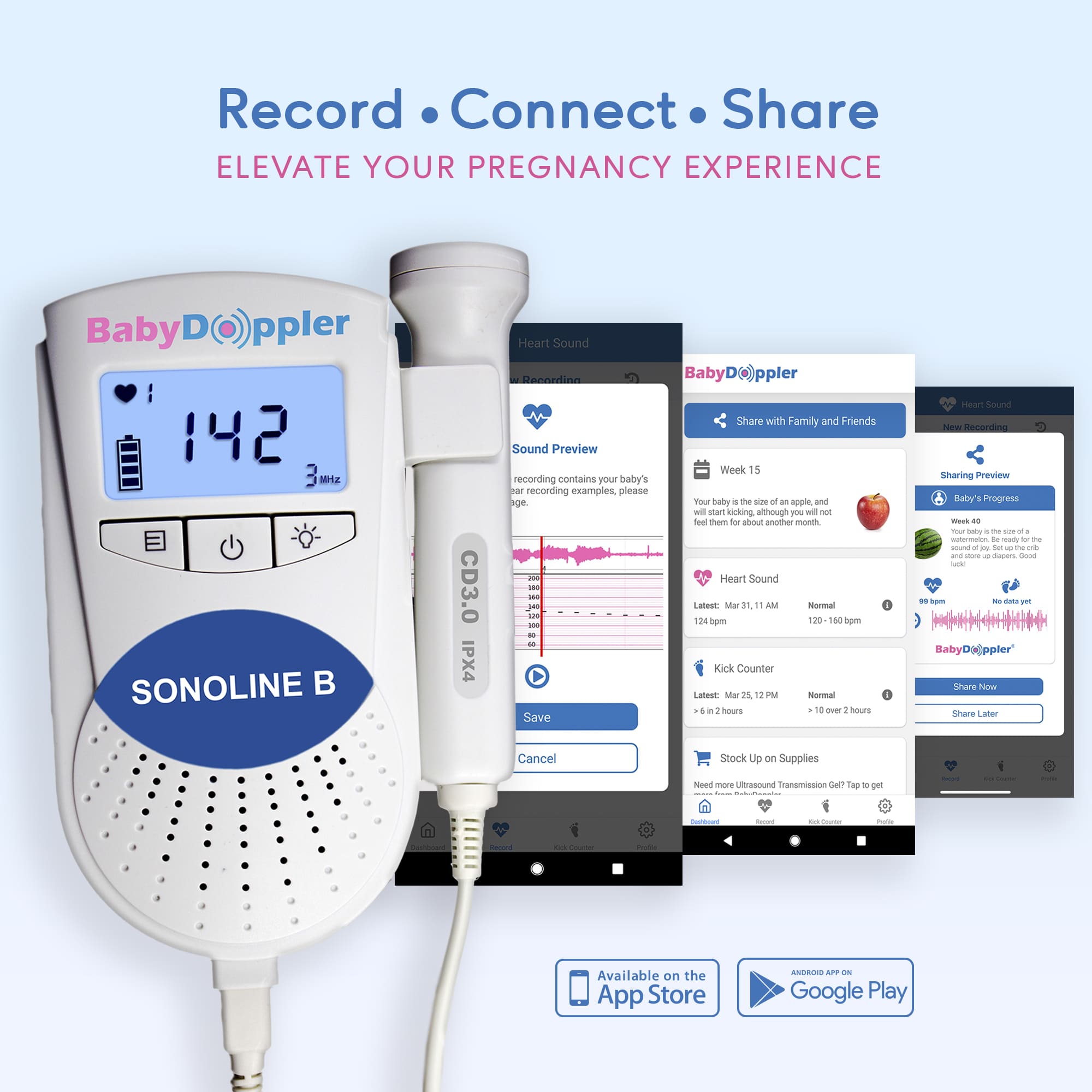 Babyphone 3MHZ LCD Pregnancy Fetal Doppler Fetus Herzfrequenzmesser Probe Neu 
