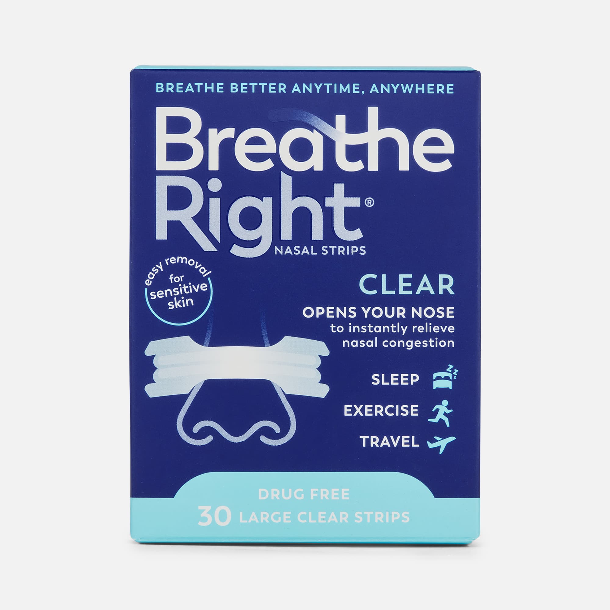 Breathe Right, Clear Strips, Large, 30 ct.