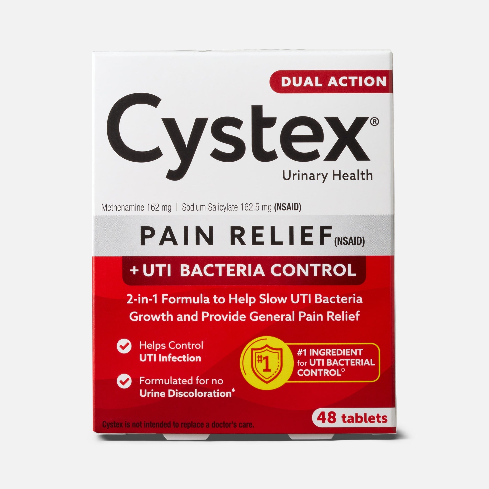 Cystex Pain Relief + UTI Bacteria Control Tablets, 48 ct