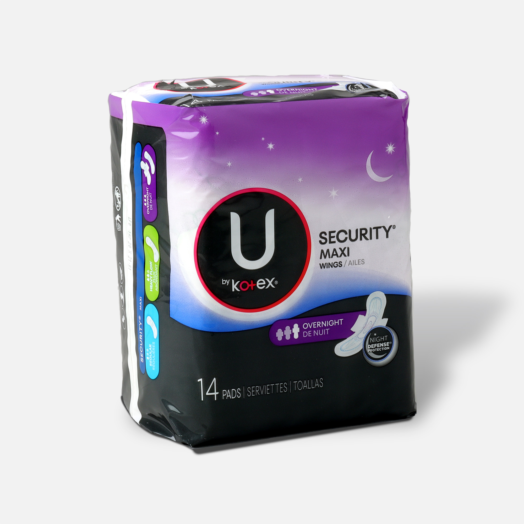 U By Kotex Security Maxi Pad With Wings Overnight Unscented 14 Count