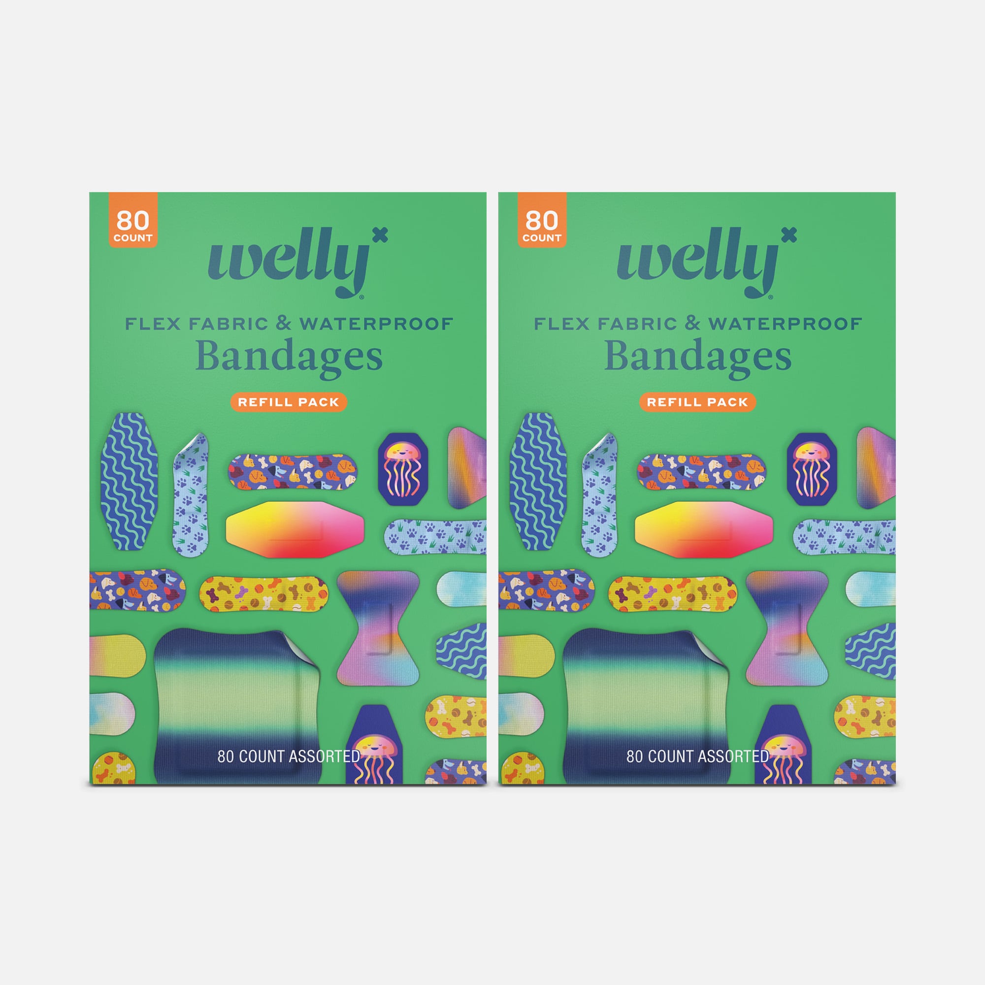Welly Bravery Bandages Family Pack Carton Assorted, 80 ct. (2-Pack)