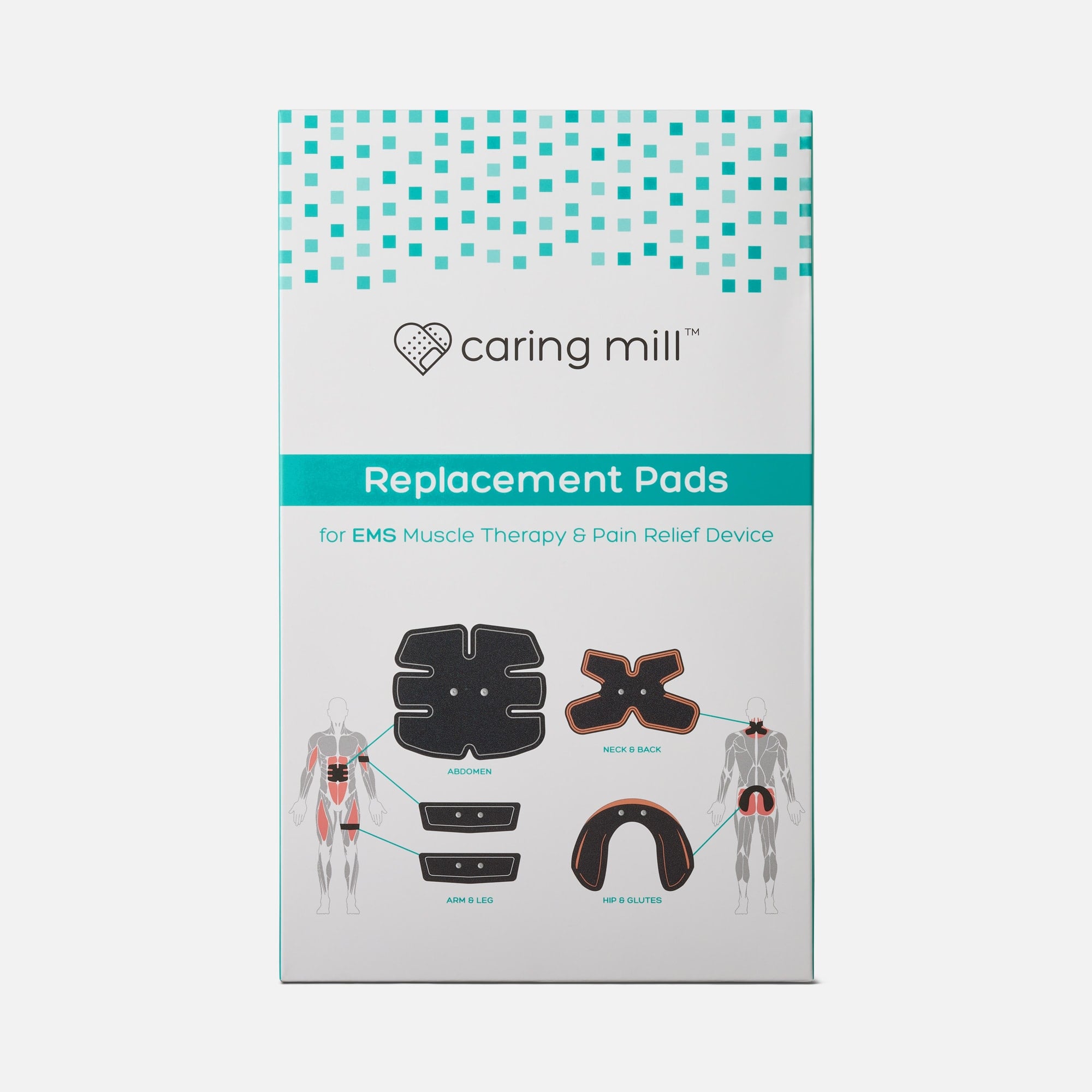 Caring Mill™ Replacement Pads for Muscle & Body Pain Relief EMS/Tens Unit Kit