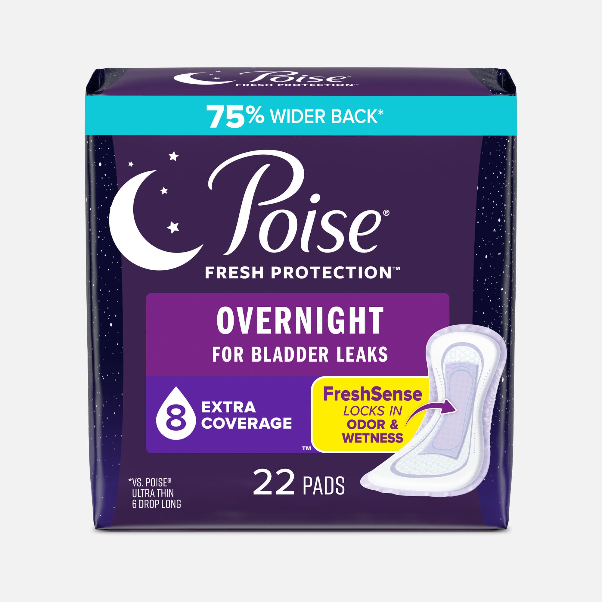 Poise Extra Coverage Pads, Fresh Protection, Long, 22 ct.