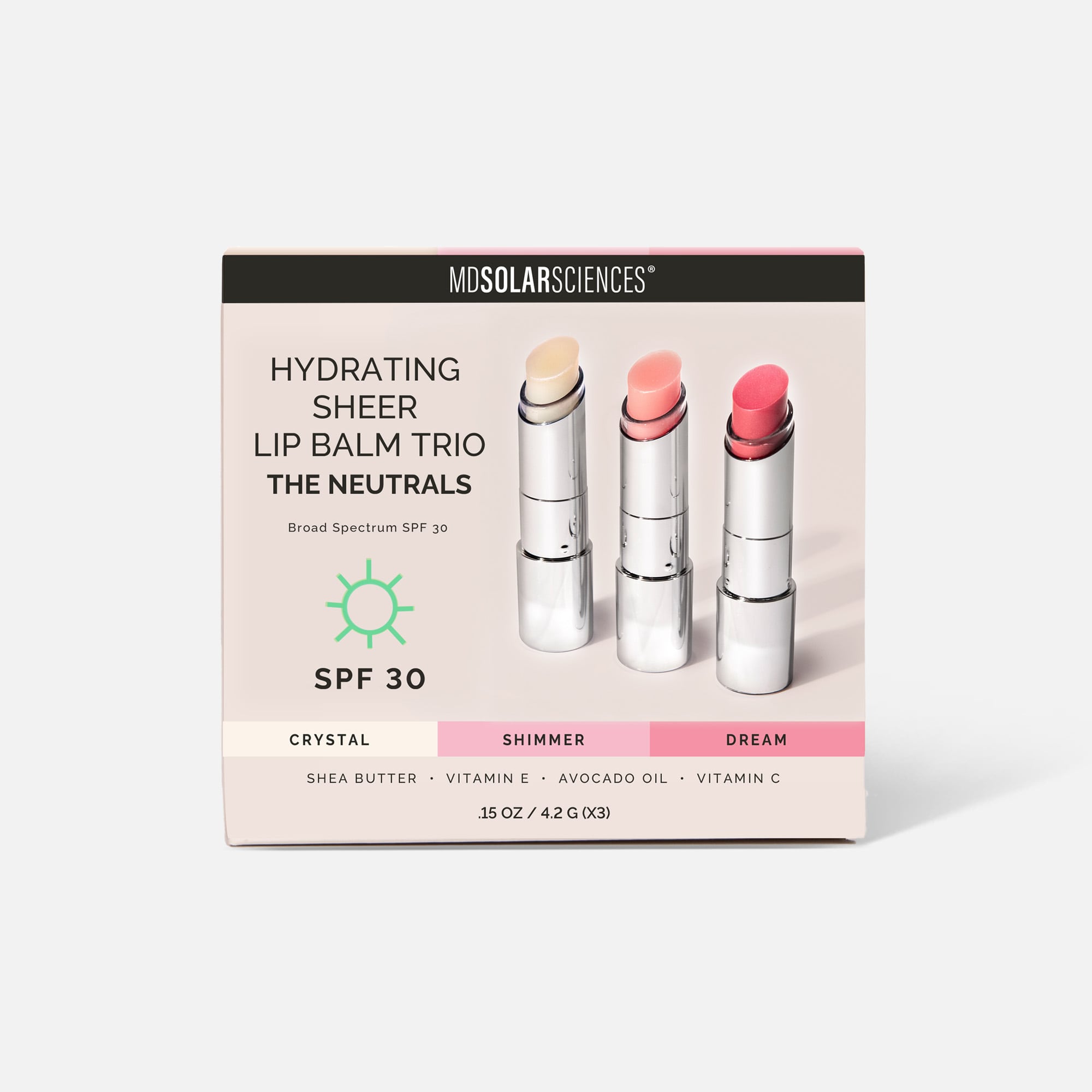 MDSolarSciences Hydrating Sheer Lip Balm Trio, Neutrals, SPF 30